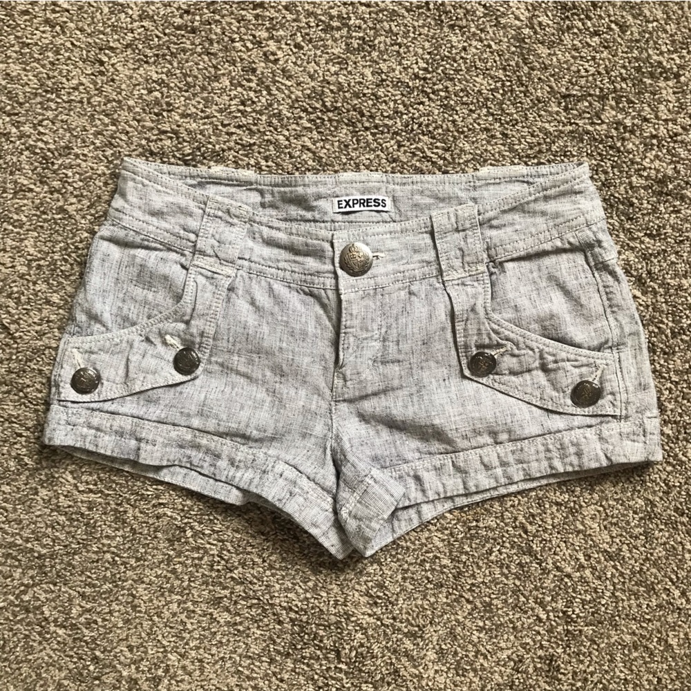 Heathered Blue Linen Shorts by Express
